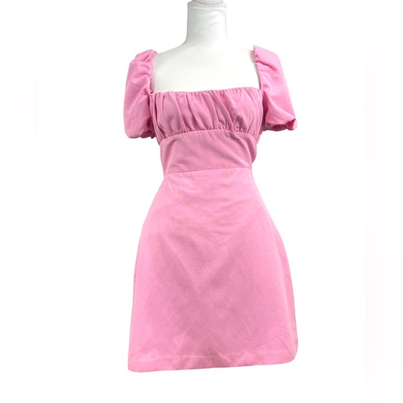 NWT‎ Zara 100% Cotton Pink Milkmaid Mini Dress Blogger Fave Romantic Coquette M - Picture 11 of 15